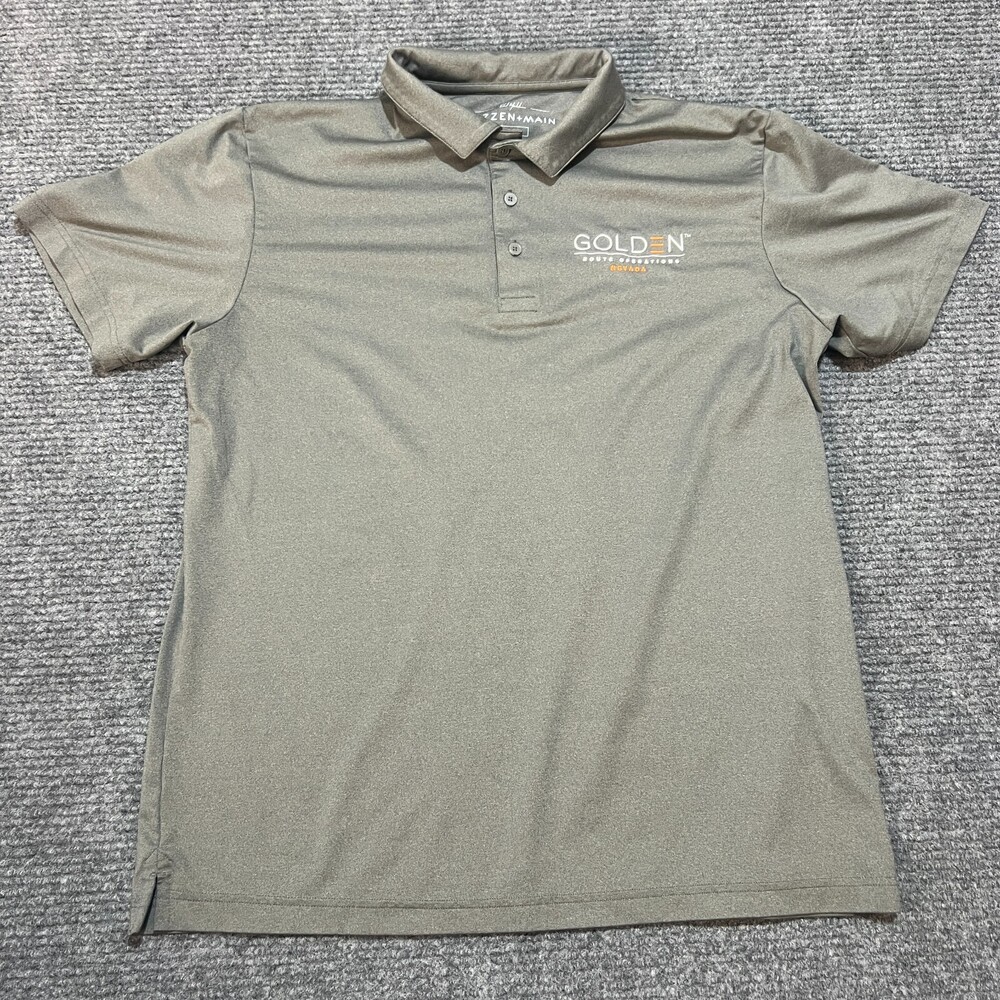 Mizzen+Main Polo Shirt Mens Large Gray Golf Logo Performance Phil Michelson